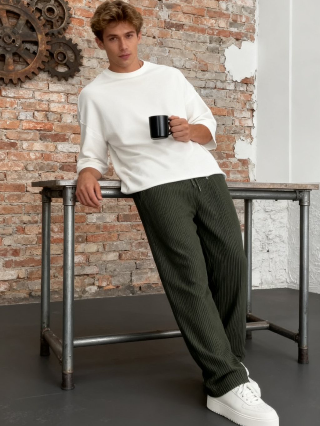 The "Rib-Tube" Baggy Trouser | Heavyweight Textured Knit