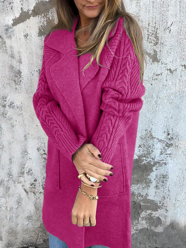 Casual Ribbed Lapel Pocket Jacket